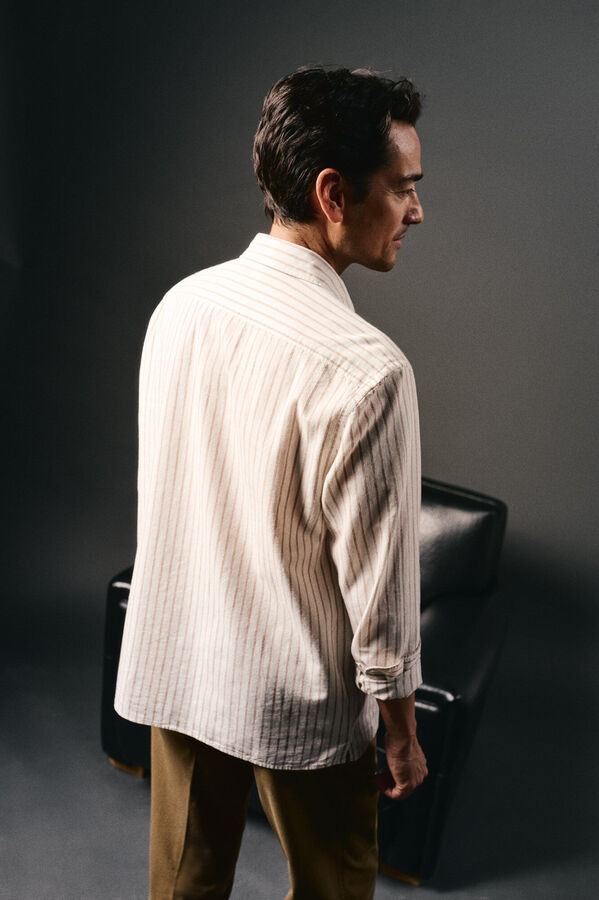 OOTO Polera de algod&oacute;n con lino Marfil