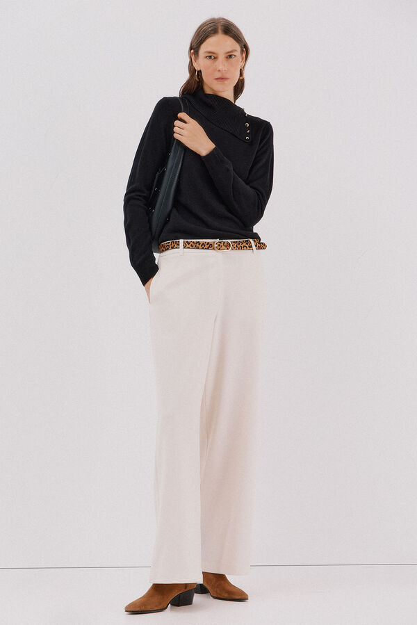 Cortefiel Su&eacute;ter cuello redondo con botones Negro