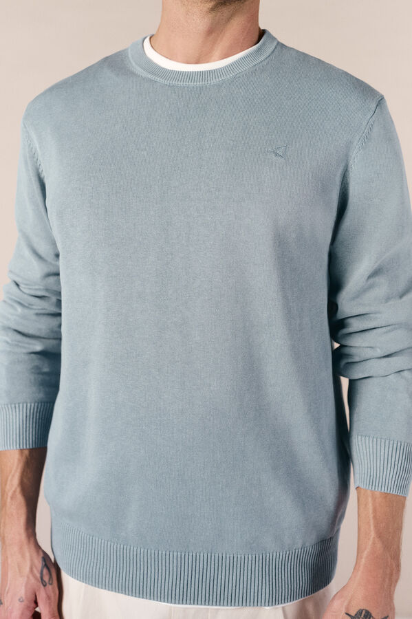 OOTO Jersey cuello redondo algod&oacute;n lavado Azul