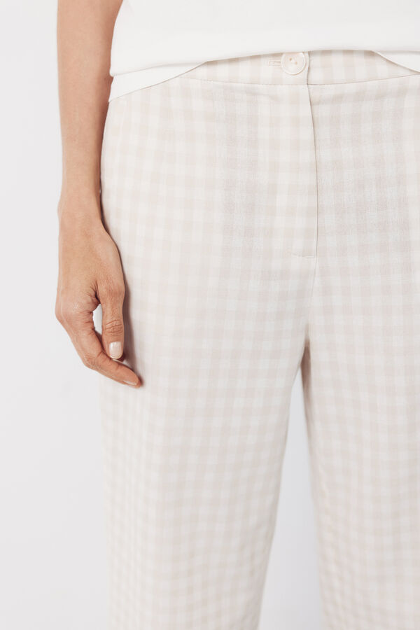 Cortefiel Pantal&oacute;n de estampado vichy Estampado blanco