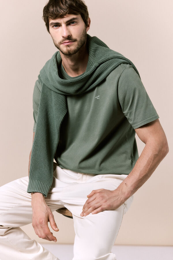 OOTO Camiseta b&aacute;sica lavada Kaki