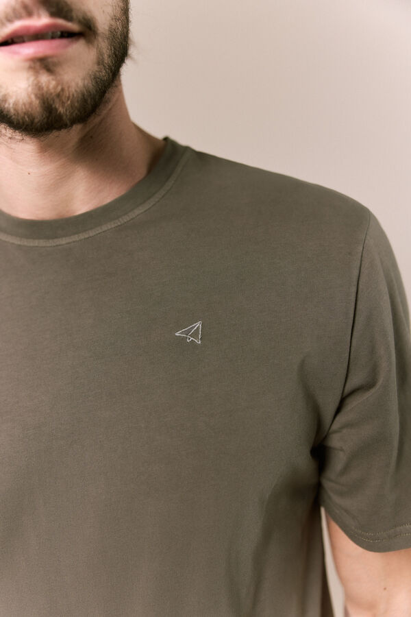 OOTO Camiseta b&aacute;sica lavada Kaki