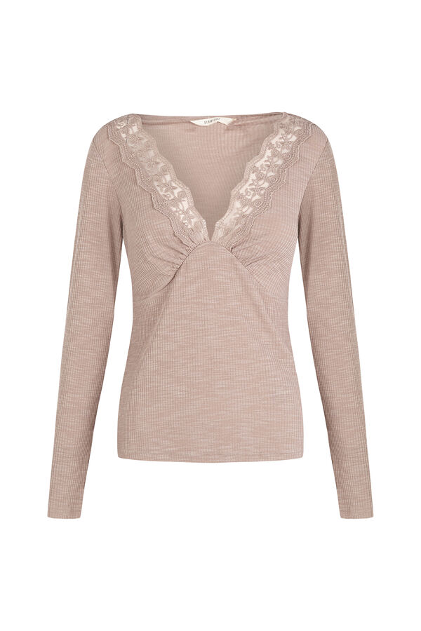 Slowlove Top con estructura y detalle de blonda Marr&oacute;n