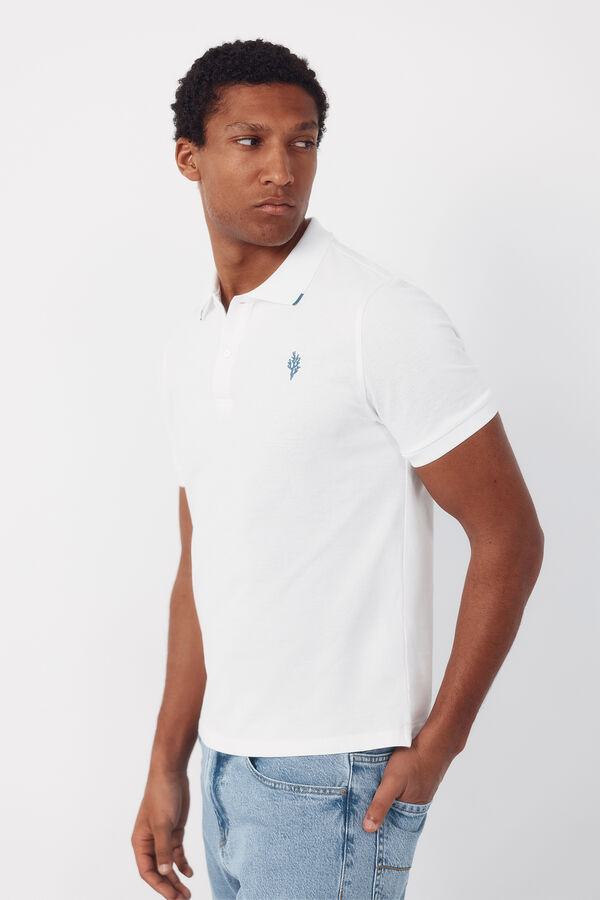 Cortefiel Polo bordado Blanco