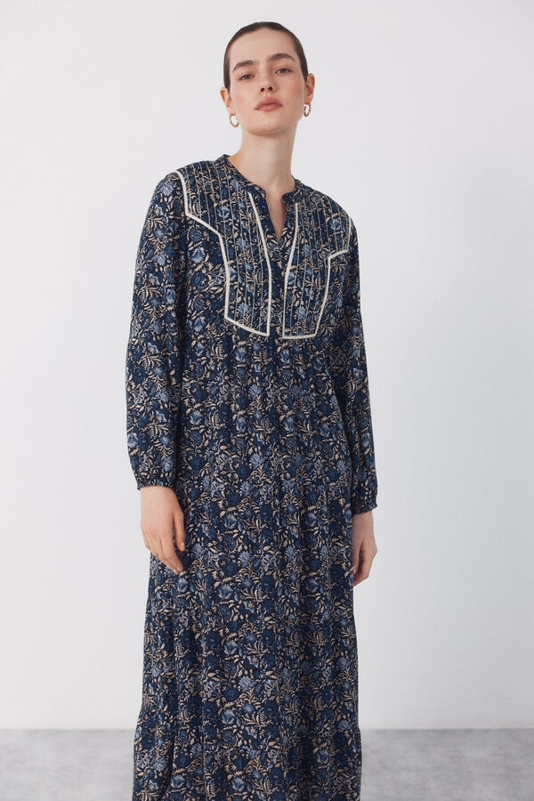 Cortefiel Vestido fluido estampado Estampado azul