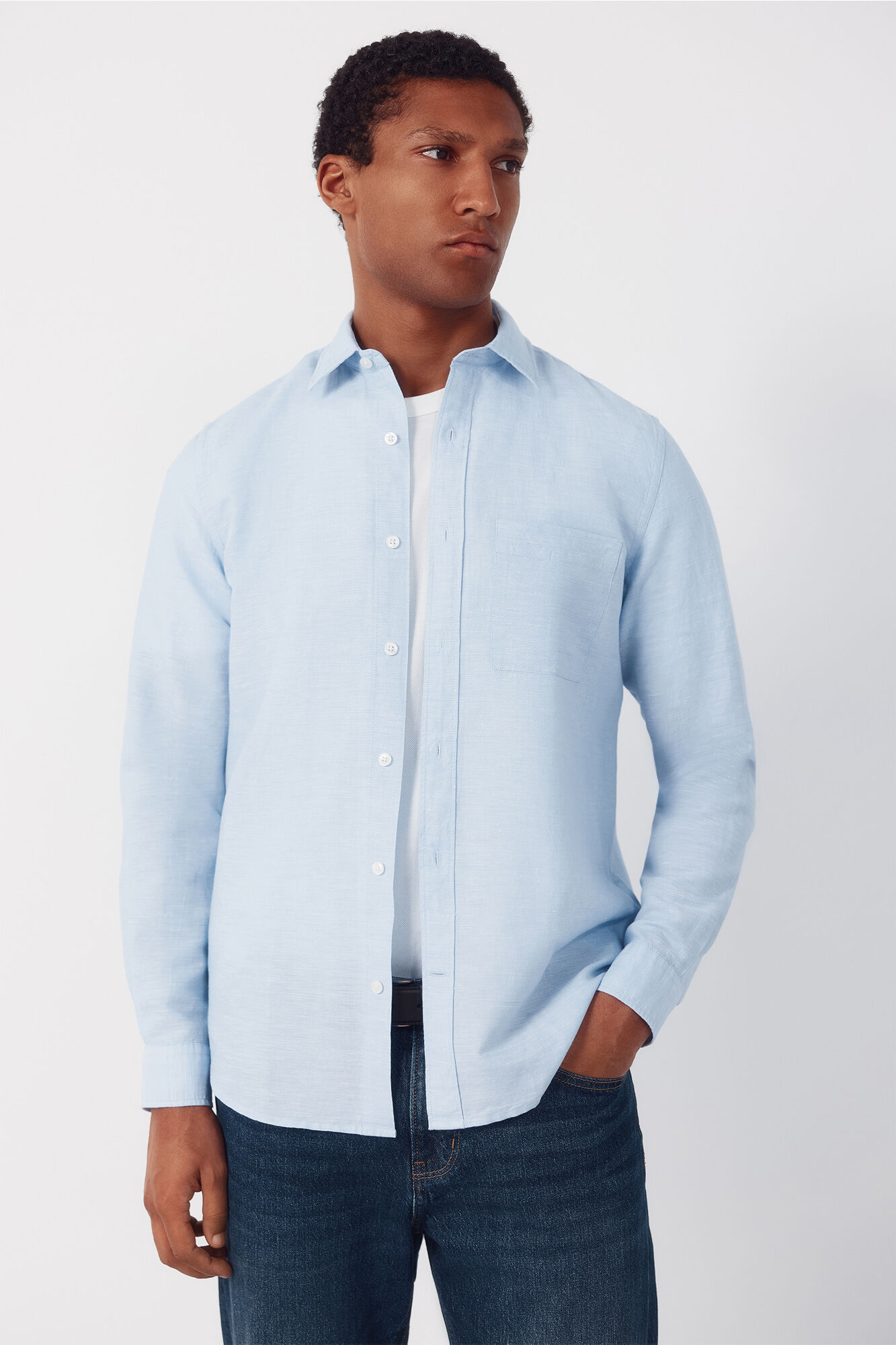 Cortefiel Camisa lino algod&oacute;n liso