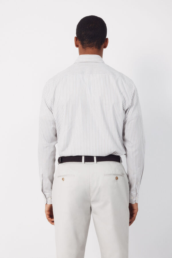 Cortefiel Camisa rayas popel&iacute;n Beige