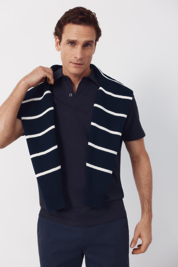 Cortefiel Polo liso bolsillo Azul marino