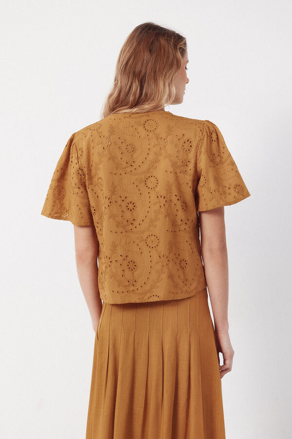 Cortefiel Blusa con bordados Amarillo