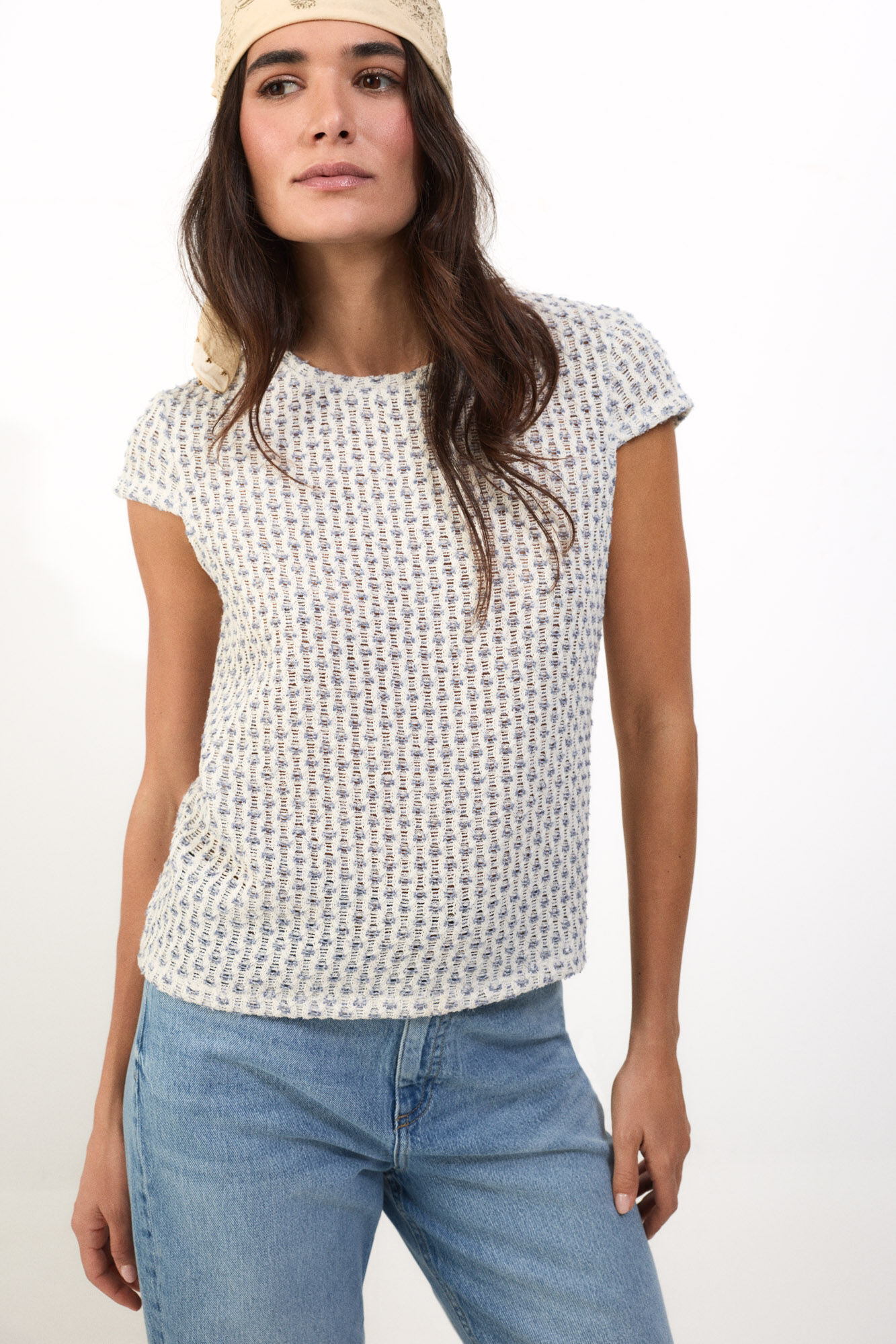 Slowlove Top de manga corta de crochet
