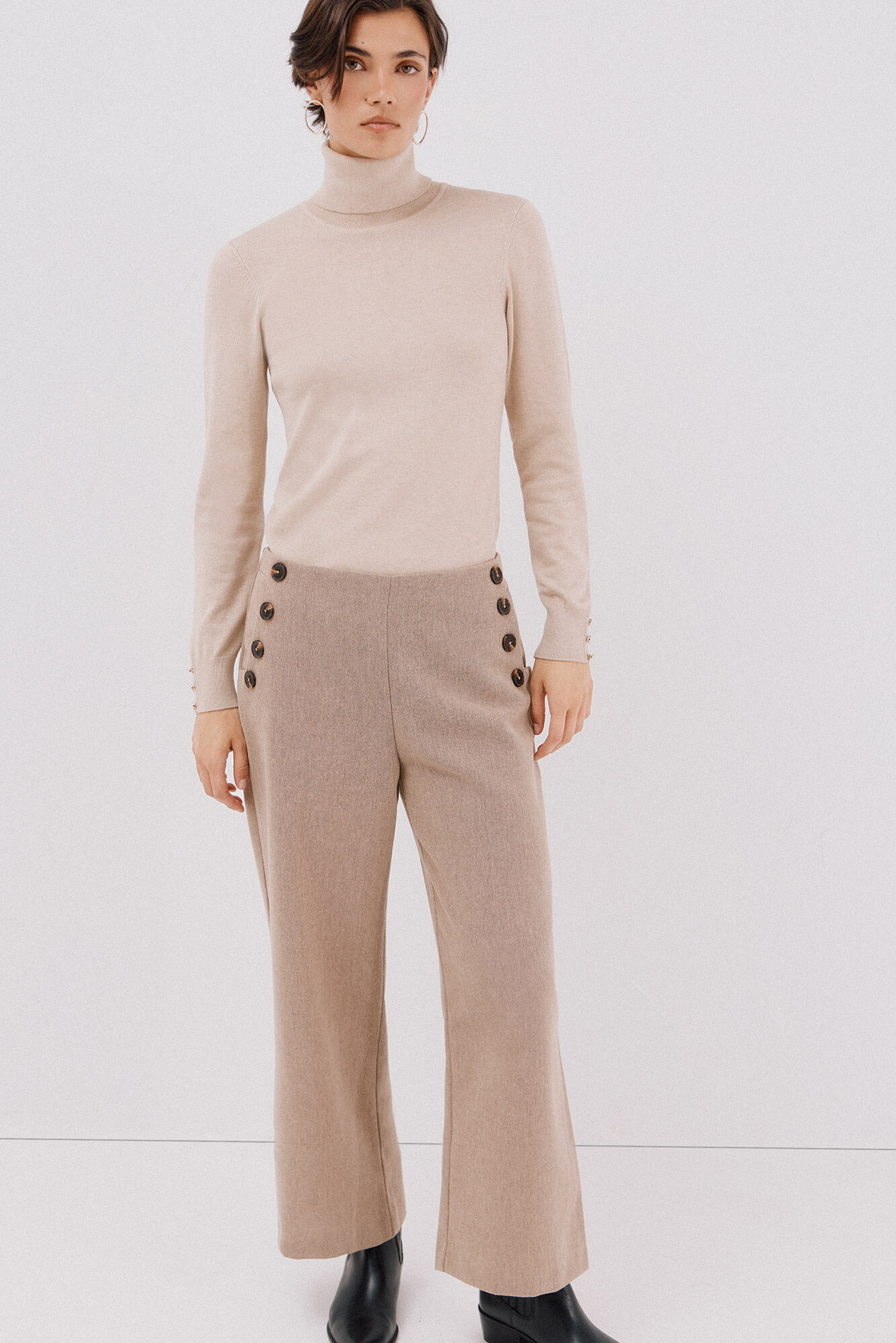 Cortefiel Pantal&oacute;n crop ancho para mujer