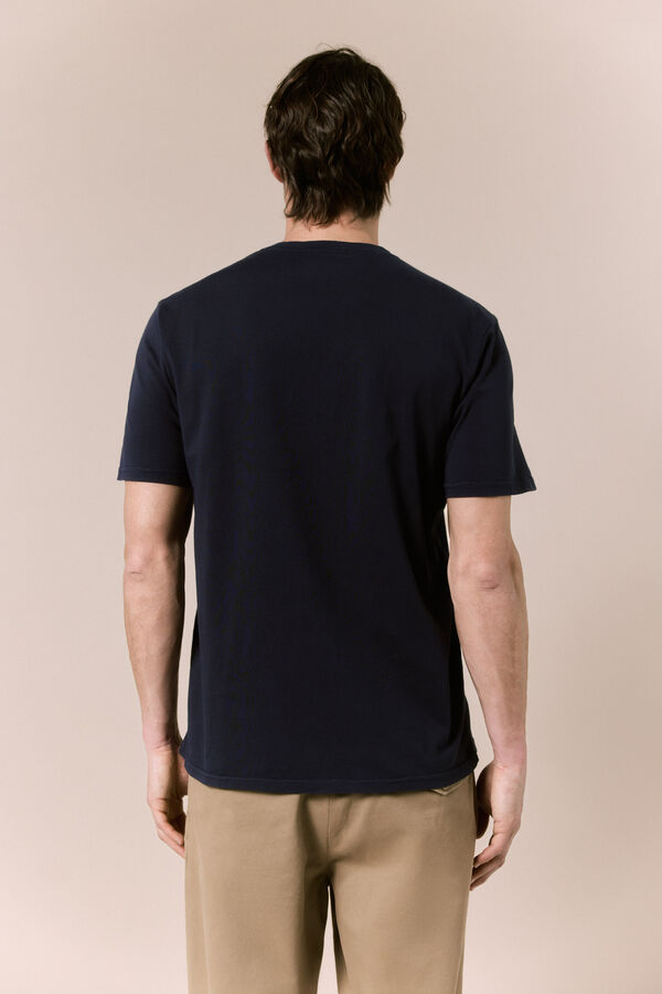 OOTO Camiseta b&aacute;sica lavada Azul marino