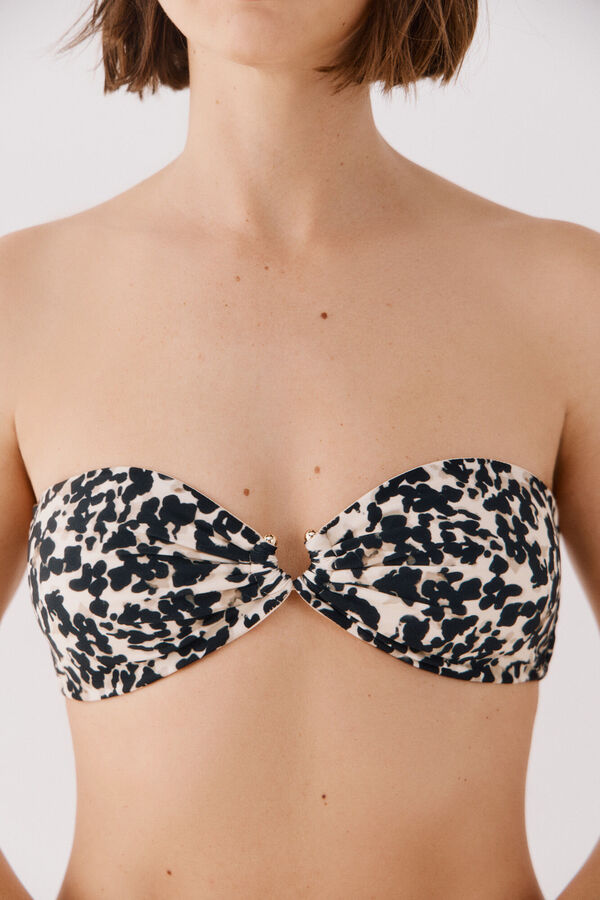Cortefiel Top bikini bandeau estampado animal Estampado blanco