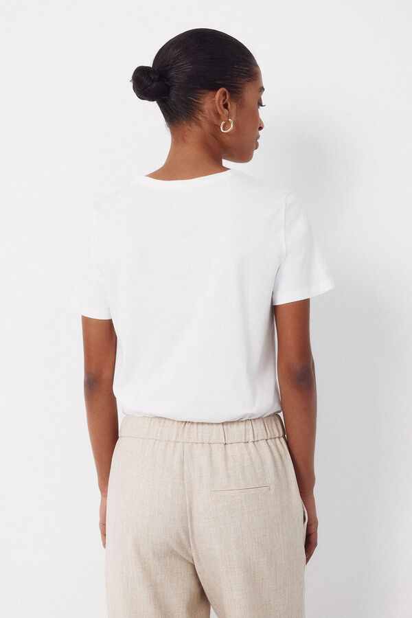 Cortefiel Playera estampada floral Blanco