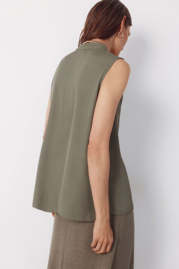 Cortefiel Blusa fluida con pliegues Verde