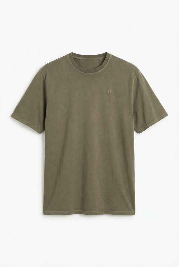 OOTO Camiseta b&aacute;sica lavada Kaki