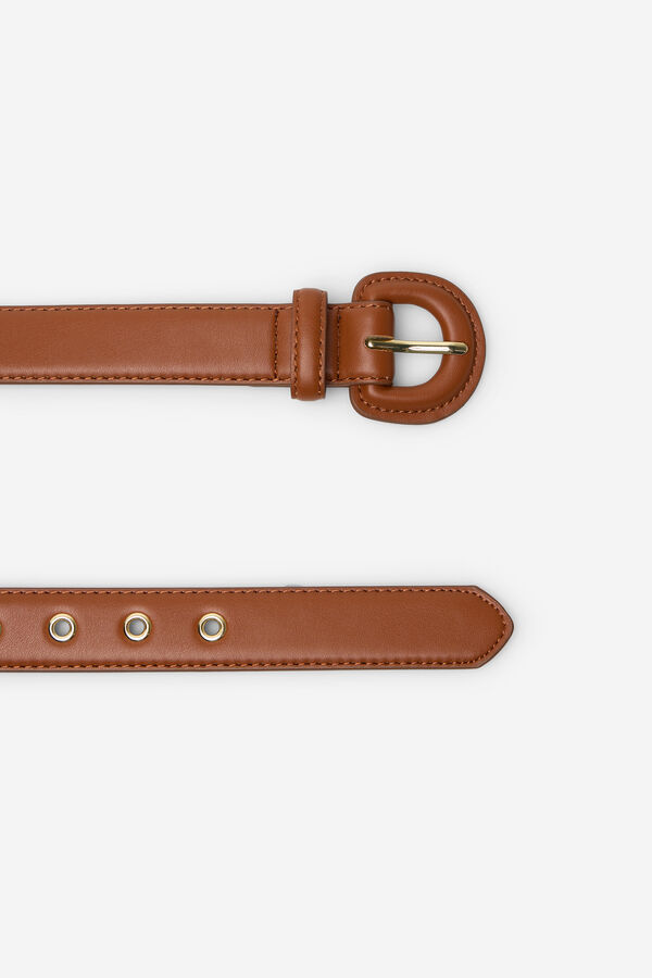 Cortefiel Covered buckle belt Marr&oacute;n