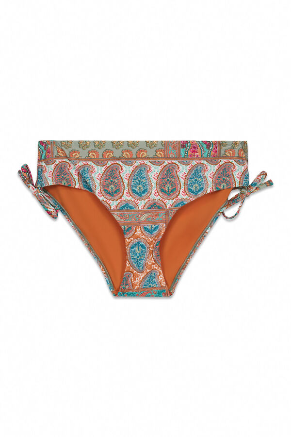 Cortefiel Panty de bikini con cordones laterales Estampado naranja