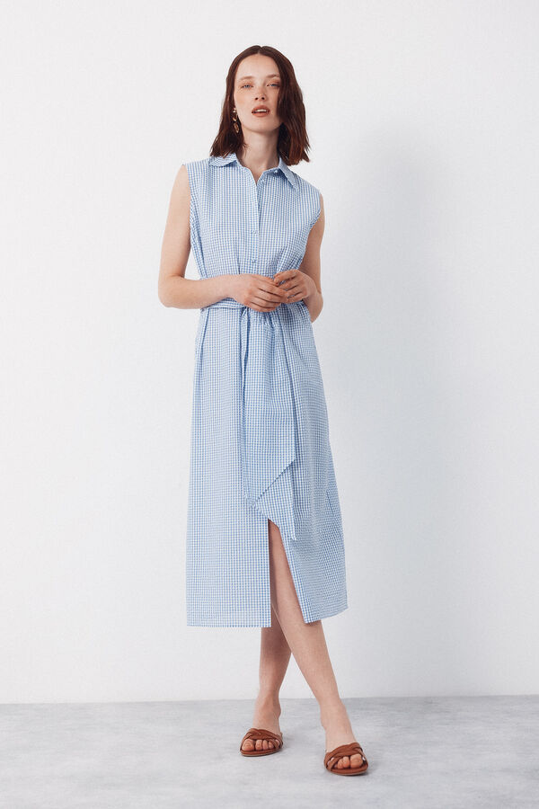 Cortefiel Vestido camisero vichy Azul