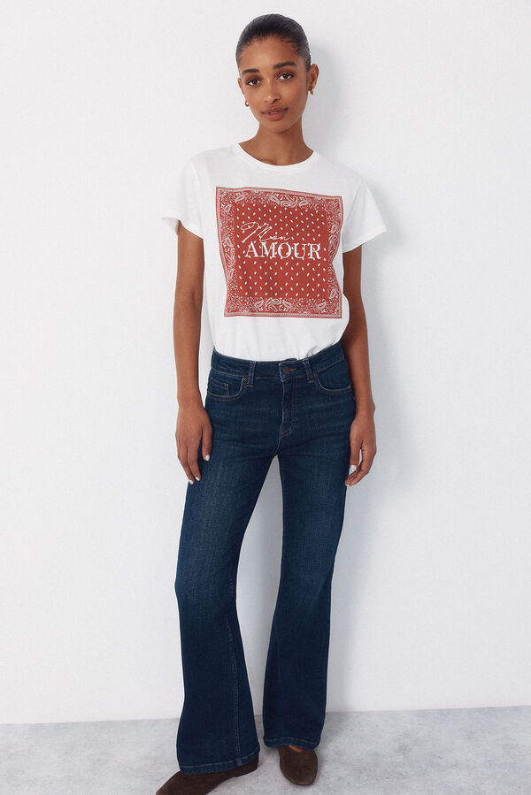 Cortefiel Playera con estampado posicional Rojo