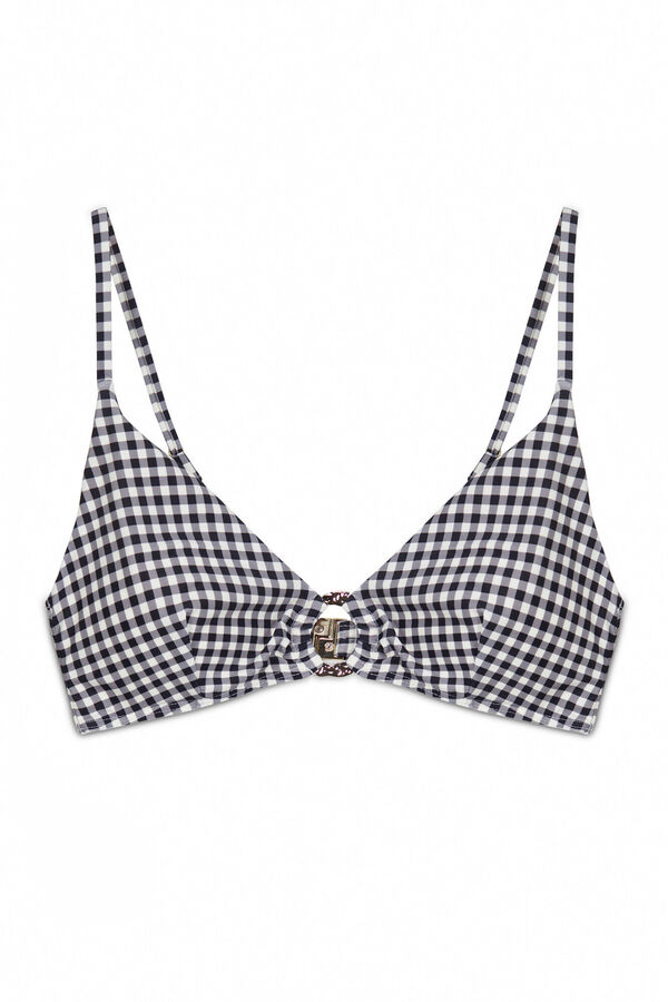 Cortefiel Top bikini argolla dorada Estampado gris