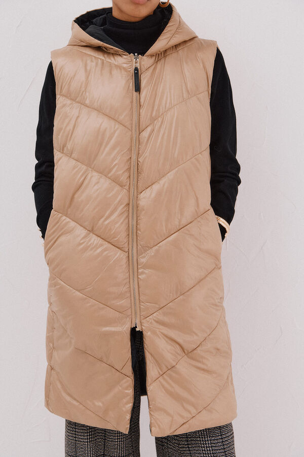 Cortefiel Chaleco largo reversible Beige