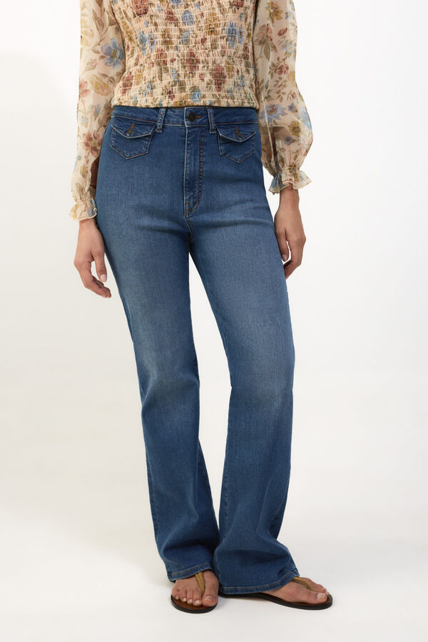 Slowlove Jeans campana con bolsillos Azul