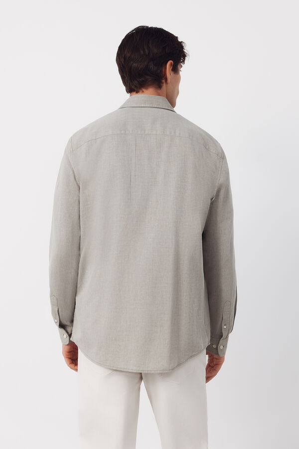 Cortefiel Camisa espiga bolsillos Kaki