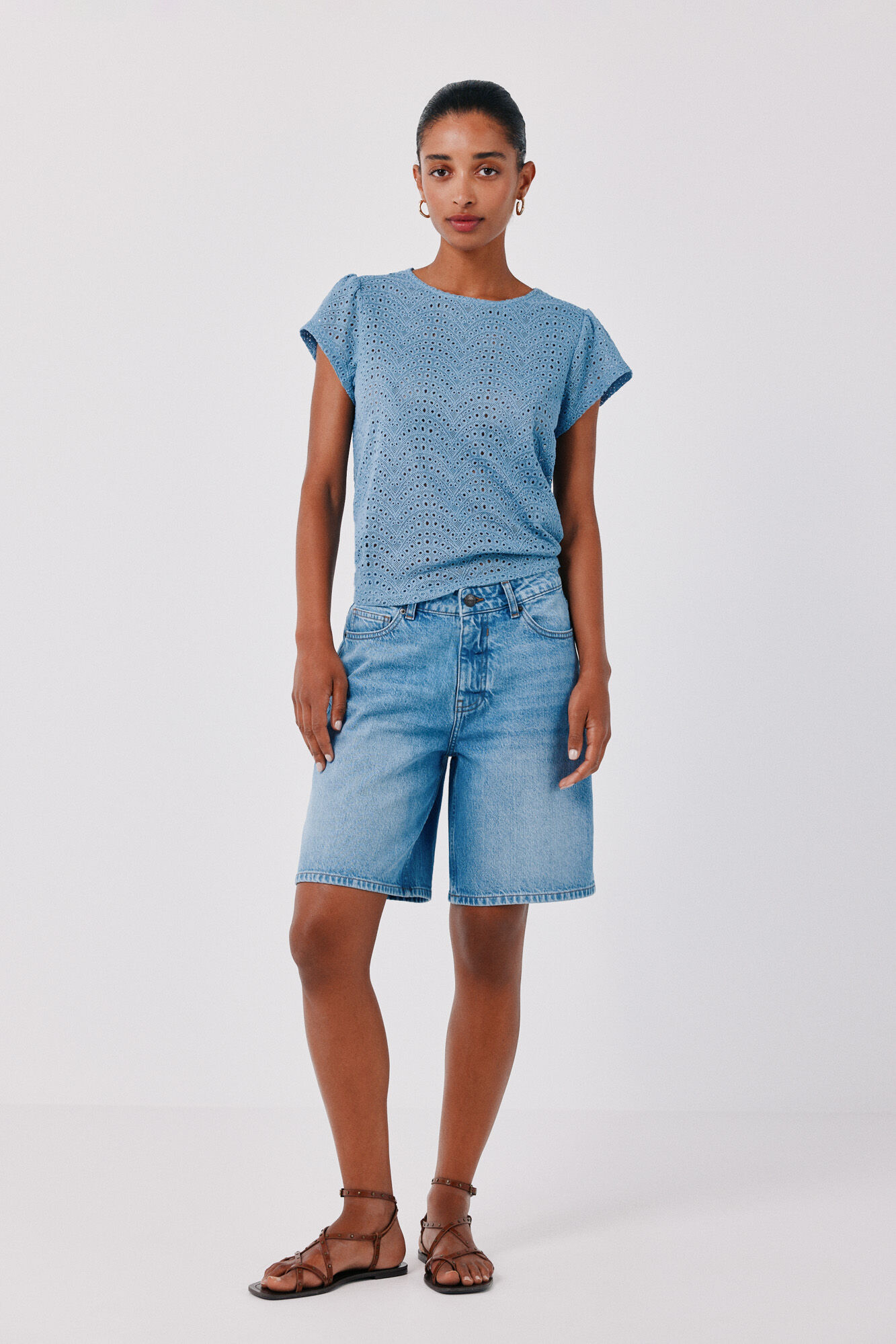 Cortefiel Playera de crochet bordado
