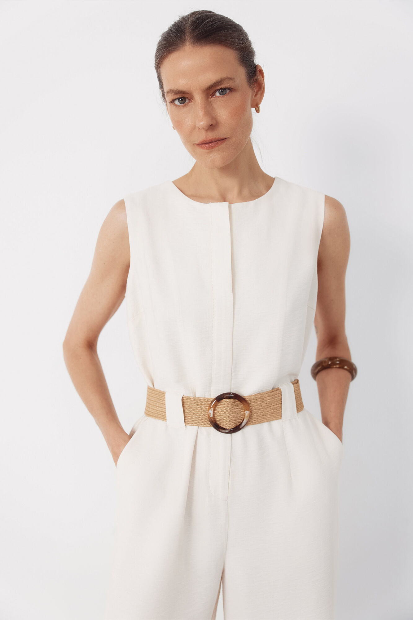 Cortefiel Jumpsuit con cintur&oacute;n