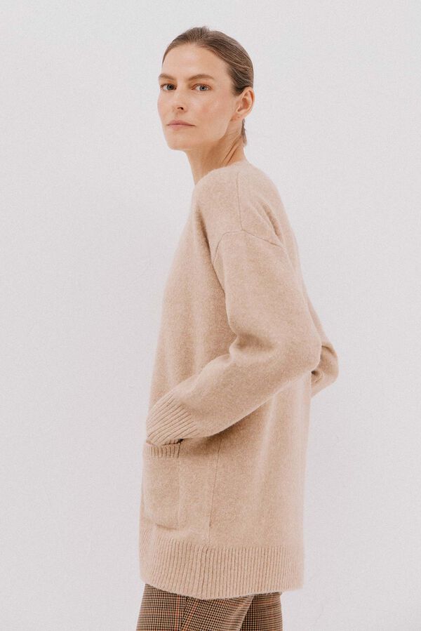 Cortefiel C&aacute;rdigan largo con bolsillos Beige