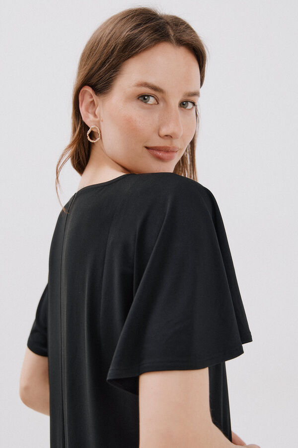 Cortefiel Playera b&aacute;sica fluida Negro