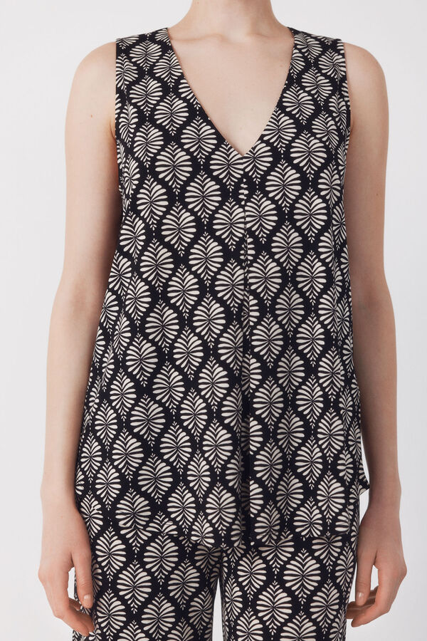 Cortefiel Top largo con pliegues Estampado gris