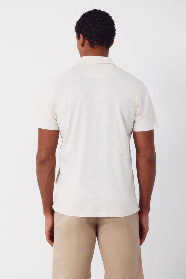 Cortefiel Polo liso slub Marfil