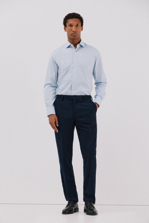 Cortefiel Camisa lisa de gemelos f&aacute;cil plancha Azul