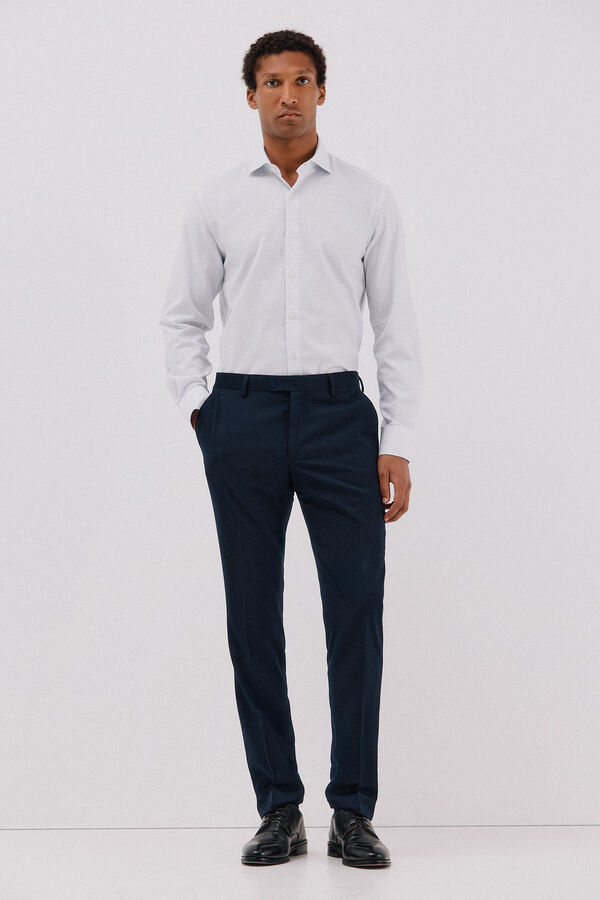 Cortefiel Camisa de vestir a cuadros f&aacute;cil plancha Estampado blanco