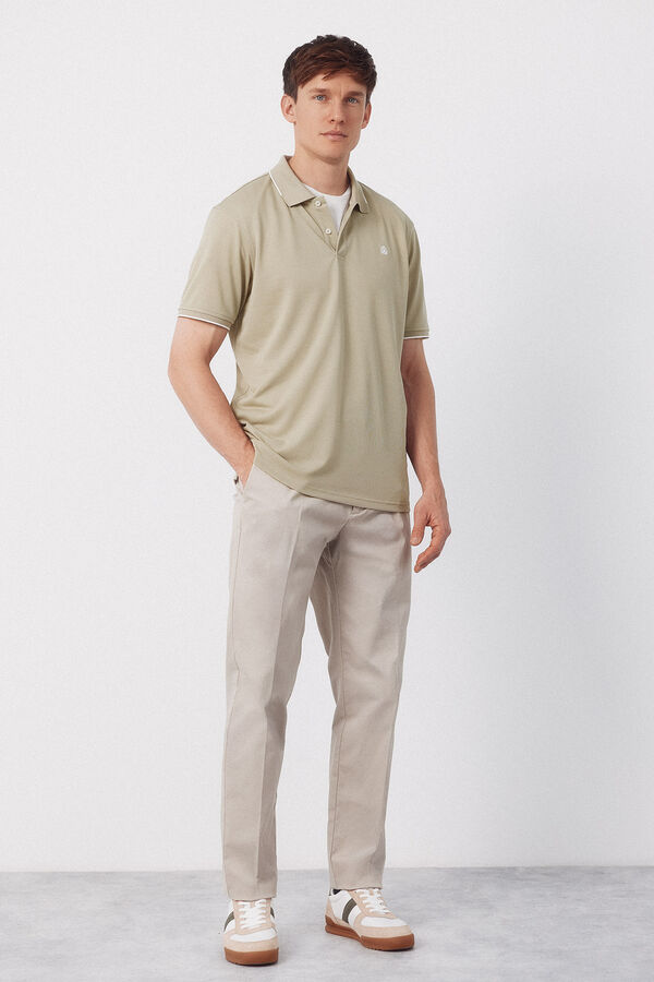 Cortefiel Polo COOLMAX&reg; cuello jacquard Beige
