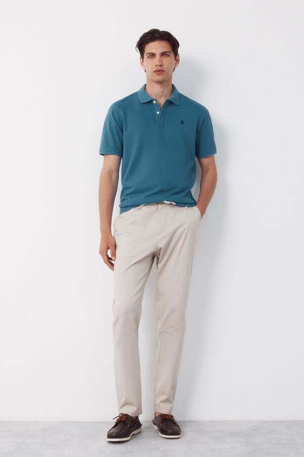 Cortefiel Polo b&aacute;sico piqu&eacute; Azul