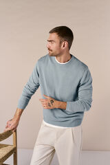OOTO Jersey cuello redondo algod&oacute;n lavado Azul