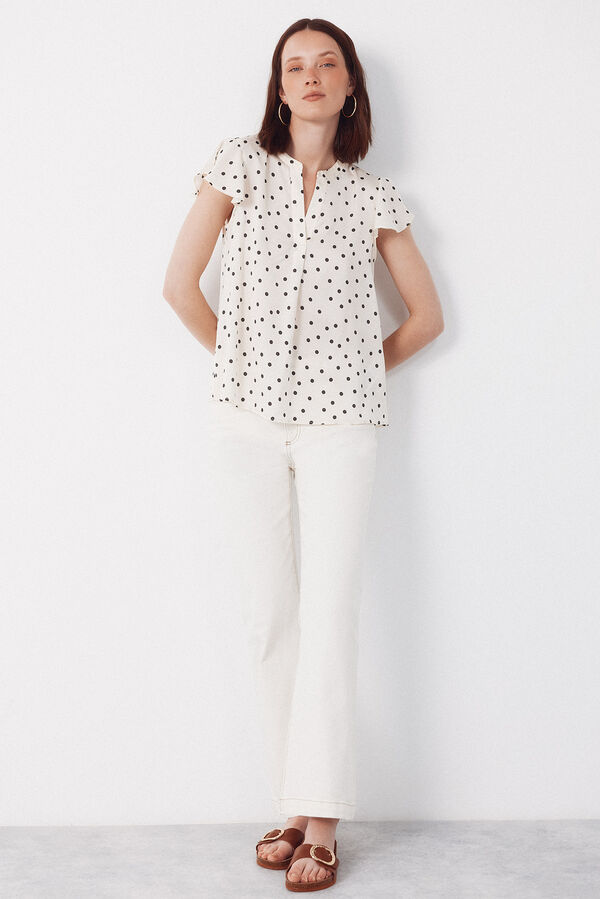 Cortefiel Blusa fluida de manga de vuelo Multicolor