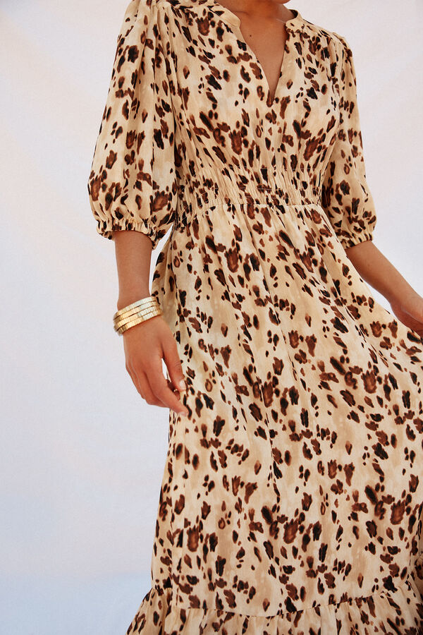 Cortefiel Vestido largo estampado ajustado Multicolor