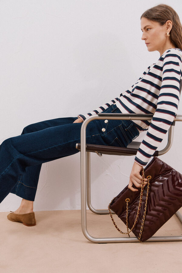 Cortefiel Playera barco botones Estampado azul