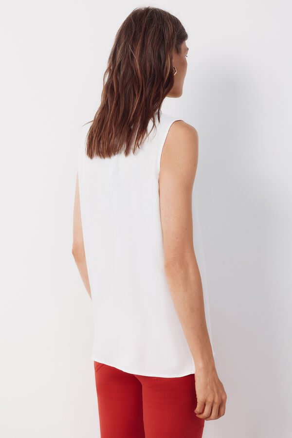 Cortefiel Blusa fluida con pliegues Blanco
