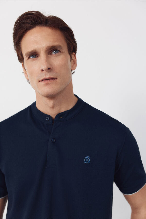 Cortefiel Polo cuello mao Azul marino