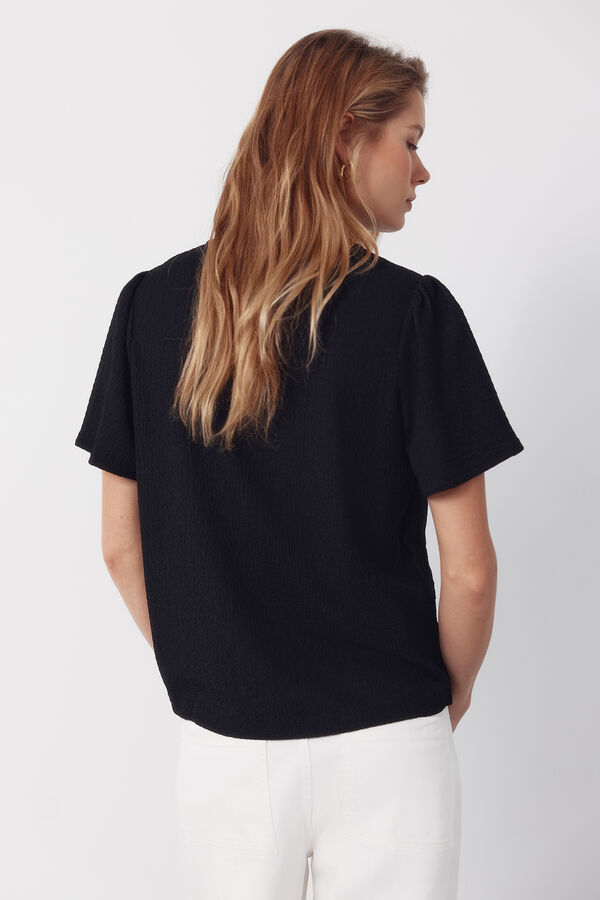 Cortefiel Top combinado de guipur Negro