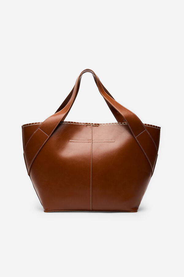 Cortefiel Capazo pespuntes Marr&oacute;n