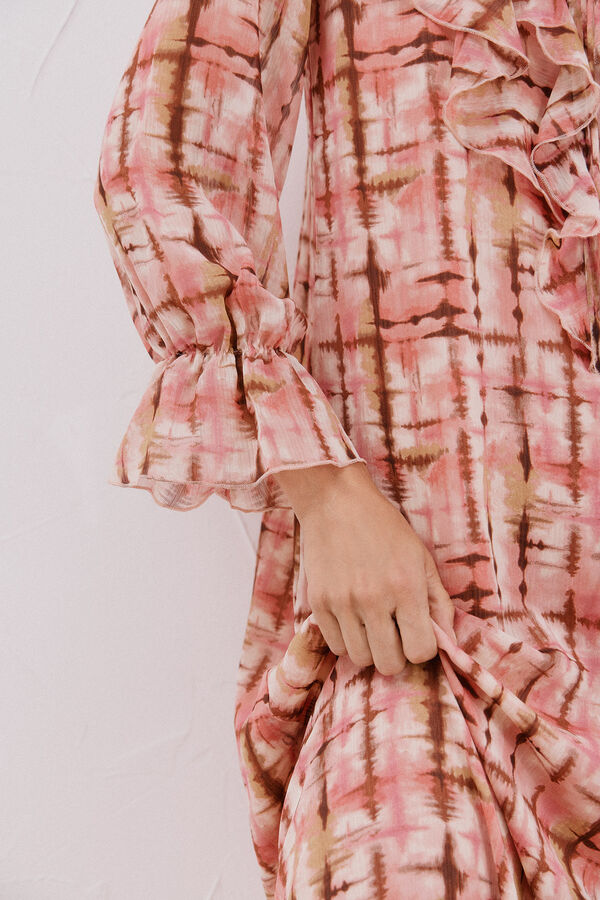 Cortefiel Vestido fluido con volantes Multicolor