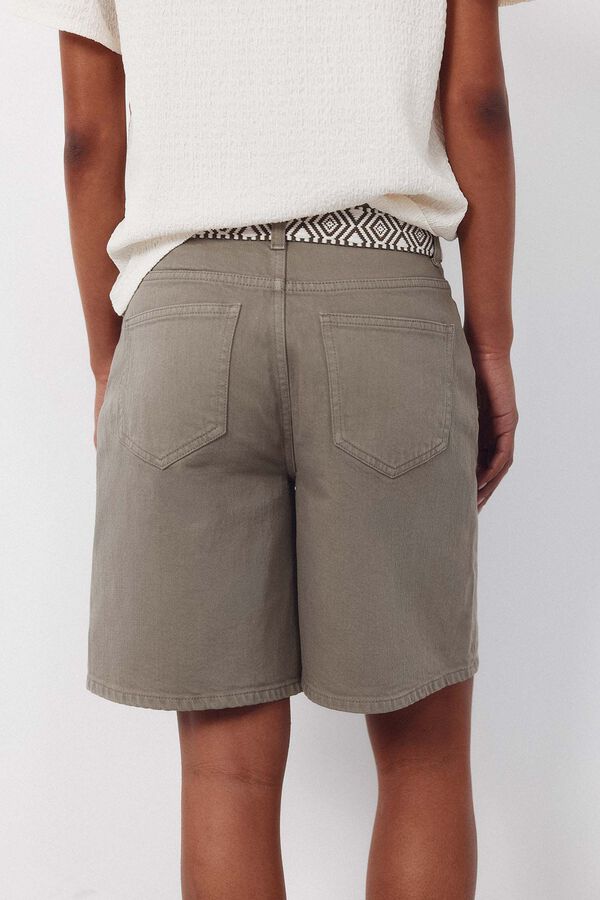 Cortefiel Bermudas de mezclilla Kaki