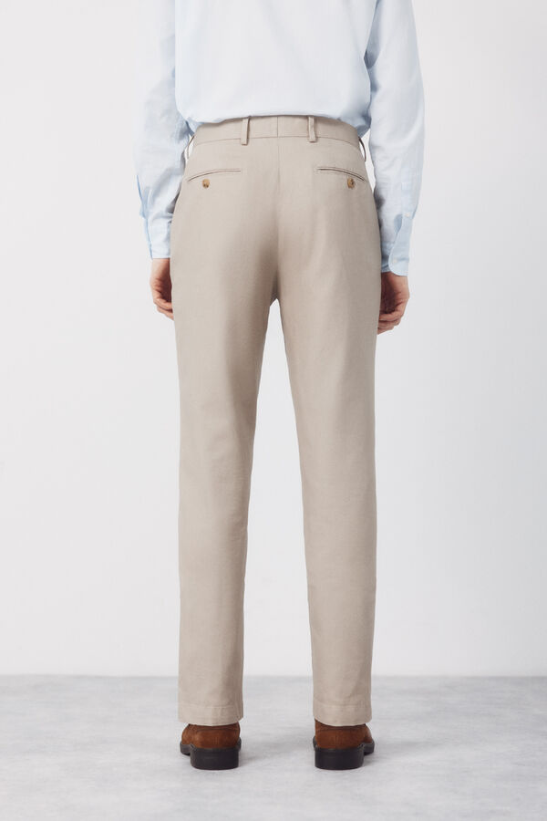 Cortefiel Pantal&oacute;n traje coordinado mezcla lino Beige
