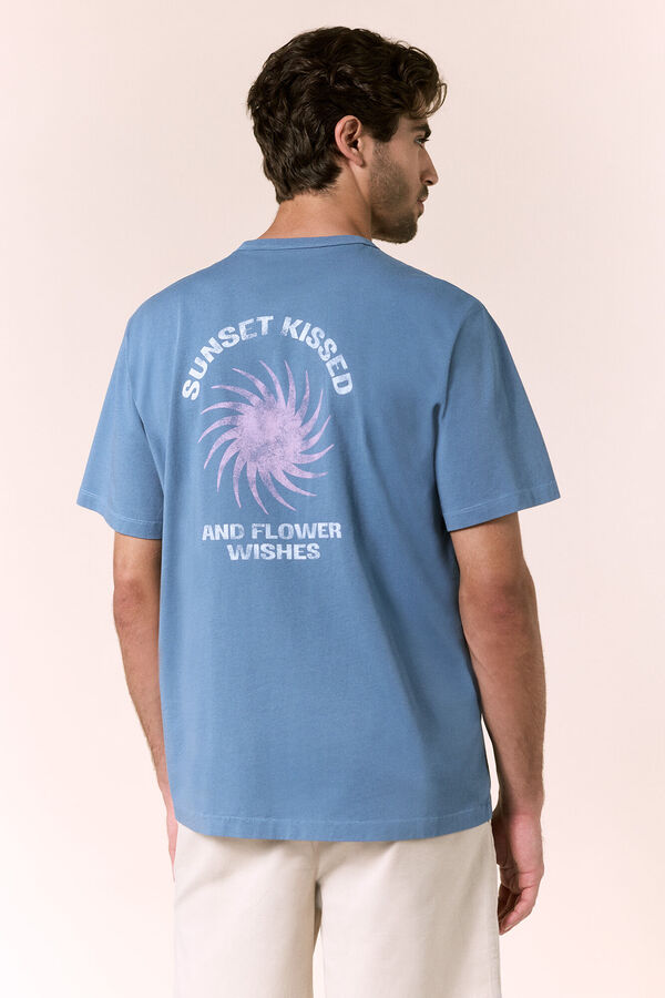 OOTO Camiseta gr&aacute;fica lavada Azul